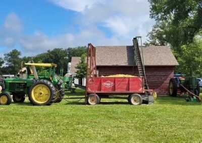 A tractor parked in a ground